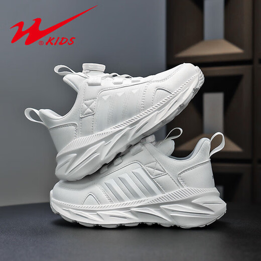 Double Star Children's Shoes 2025 Summer New White Sneakers Men and Girls Fashionable All-Match Mesh Casual Sports White Shoes 15246 White (Leather) 38 Size 24.4cm in length/foot length 23.4cm
