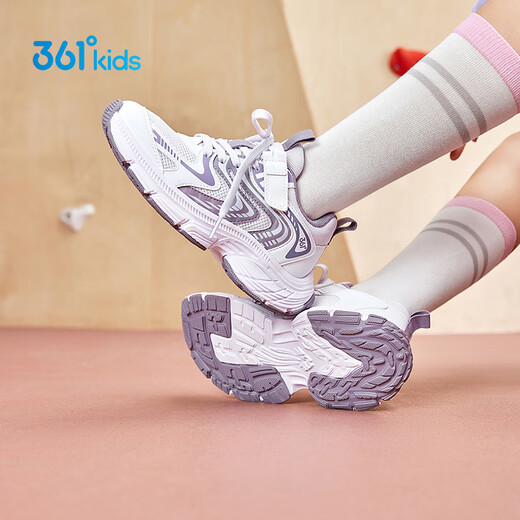 361 Kinderschuhe für Mädchen -Sneaker 2025 Herbst Millennial Style Polishing High Elastic Spleißen Retro lässige Schuhe Purple 38