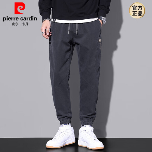 皮尔卡丹（pierre cardin）夏季薄款休闲裤男士美式束脚工装裤2025新款宽松灰色运动裤子子 9859黑色 2XL