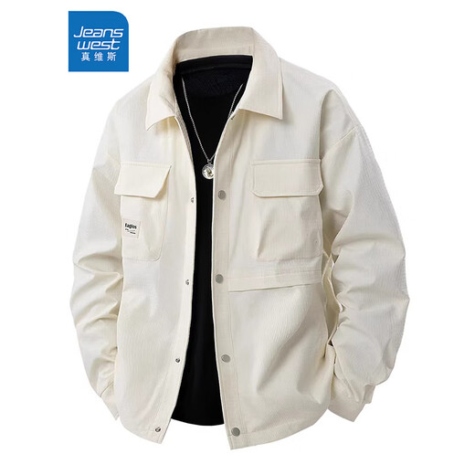 Jeanswest Fat American Lapel Work Jacket Men's Spring and Autumn Extra Fat Extra Large Loose Casual Thin Fat Guy Velvet Jacket Black Velvet 3XL Recommended 170-190Jin Jin is equal to 0.5 kg