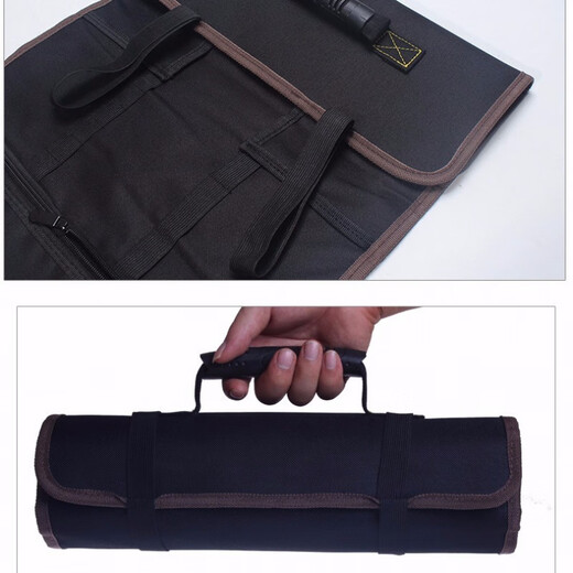Vinoa Roll Tool Bag Pliers Screwdriver Wrench Storage Bag Multi-jack Storage Portable Outgoing Work Bag Black Thickened Reinforced Upgraded Model (Tools Not Included)