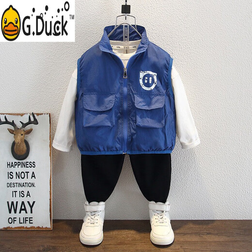 G.DUCKKIDS children's vest boy trendy handsome children's spring clothes trendy medium-sized children's baby spring and summer casual vest trendy blue 150 cm
