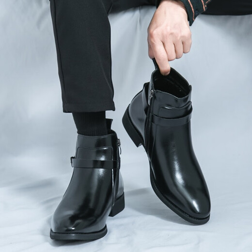 Spider King (ZHIZHUWANG) Broken Size Chelsea Boots Men's Martin Boots Business Casual British Sense High Top Hairstyle Middle Top Pointed Skin Shoes Men 9732 Brown 47