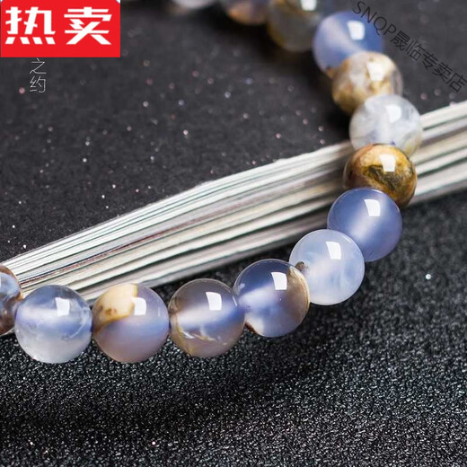 SNQP Hong Kong and Macao Light Luxury High-end Quality Lingshi Promise Crystal Raw Mineral Blue Agate Bracelet Single Circle Blue Chalcedony Bracelet Purple If you want to learn crystal knowledge from the Lingshi shop owner, send a code