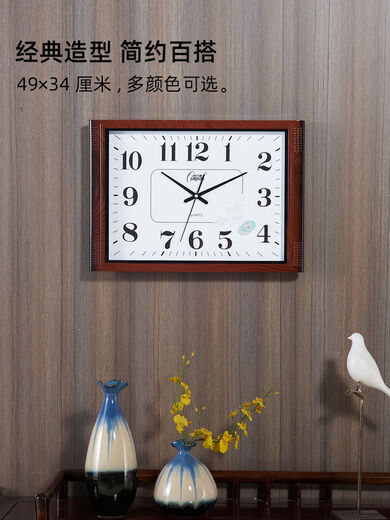 Living room wall clock silent bedroom office hanging table simple calendar clock household quartz clock perpetual calendar 6626 wood grain black disc simple 4934 cm