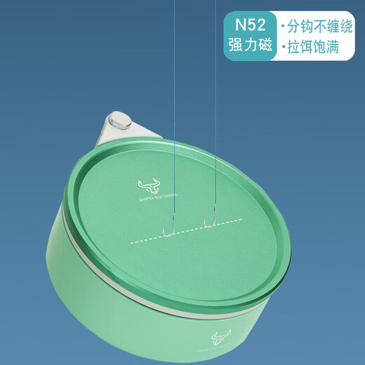 Sanqihu New Bait Tray Line Magnetic Aluminum Alloy Open Bait Basin Strong Magnetic Single Layer Vertical Hook Fishing Box Fishing Chair Loose Cannon Food Box Tray New Bait Tray Apple Green