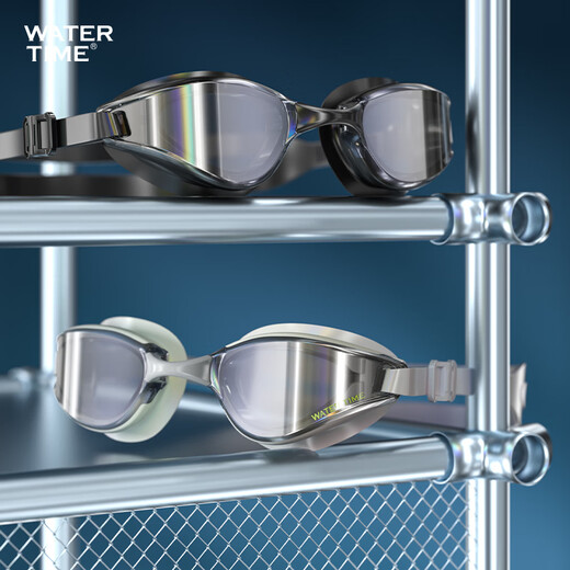 WATERTIME swimming goggles myopia high definition racing waterproof anti-fog coating swimming goggles men's and women's swimming cap set swimming equipment Green Shadow Walker myopia 400 degrees