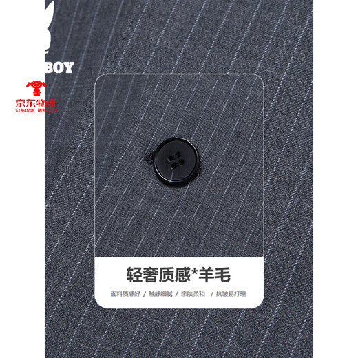 Playboy high-end striped wool suit men's business casual formal wear middle-aged men's engagement groom's dress small suit gray M 170 B version