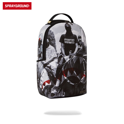 Sprayground 2024 Neues Schwarz -Weiß -Foto gedruckter Rucksack für Männer und Frauen große Kapazität Trendige Taschen Schwarz