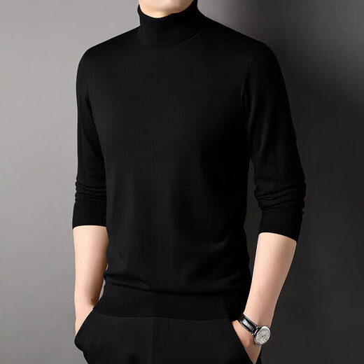 Nosskiss Brand Pure Cashmere Cashmere Sweater Men's Automne and Winter Nouveau pull fine colorant solide Couleur à col roulé à col roulé à col roulé à col roulé Black [Boîte-cadeau] M 170