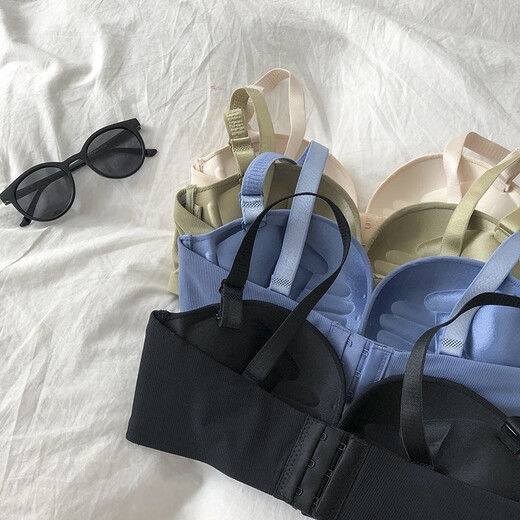Victoria's Style Frontschnalle trägerloser Nicht-Rutsch-Unterwäsche für Frauen ohne Stahlringe, kleine Brüste, Sammeln und Anpassung von BH-Unterwäsche, schwarzer Anzug 70A 32B [klein, empfohlen, eine Größe zu wählen].