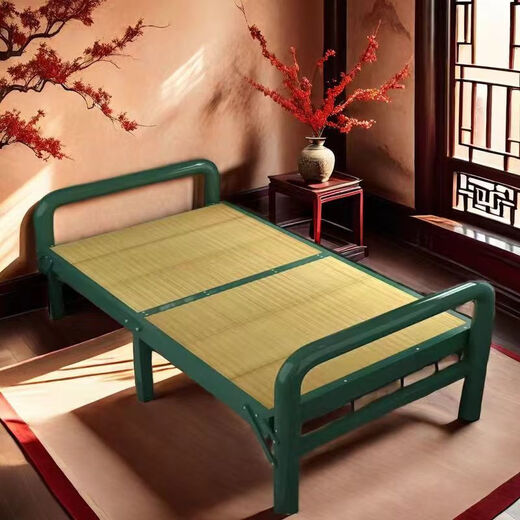 
Qinkai iron frame bamboo marching bed folding single bed integrated lunch bed bamboo board bed bamboo bed cool single double bed stable practical 192 length * 95 width-16851