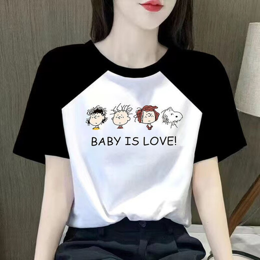 Fhhuabd Camiseta de manga corta para mujeres mangas raglán empalmando verano 2025 Nuevo estudiante versátil con grasa suelta mm top A-9926 m