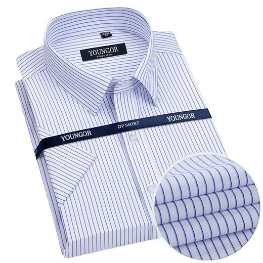 CEO YAGEOL Camisa de manga corta para hombres NUEVOS DESEJO FORMAL DE SUMPRADO PARA NEGOCIOS POLIESTER DE CONTOLA CORTULAR EN LA MULTICOR MULICOR VERSATILE VERSATILE MANGA CLATE 6623 38