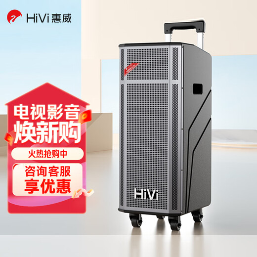 HiVi outdoor square dance karaoke audio home KTV trolley speaker karaoke all-in-one machine Bluetooth connection professional musical instrument stage grade dual 10-inch bass MP210
