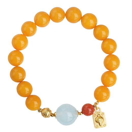 Potala Palace Beeswax Bracelet Amber Aquamarine Girls Simple Single Circle Bracelet Tibetan Design Toy Jewelry Birthday Gift Beeswax Aquamarine Bracelet