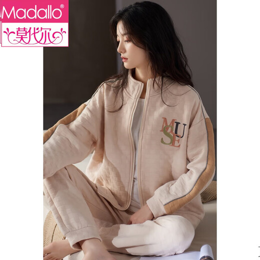 
Modal 2024 new pajamas for women in autumn and winter thickened cotton cotton air cotton mezzanine large size home clothing set MC15272 M pure cotton