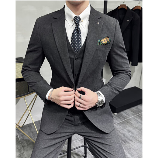 
CEO Yageor 2025 Spring Haute Clothing Suit Men's Official Sex Business Professional Forum British Dress Set Dark Gray#(Suit + Vest + Trousers) XL