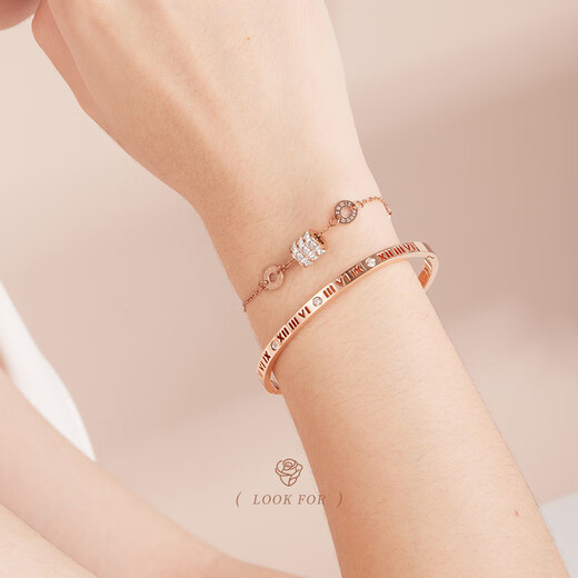 Companion blessing small waist bracelet for women stacked bracelets light luxury niche exquisite rose gold titanium steel birthday gift small waist bracelet-rose gold