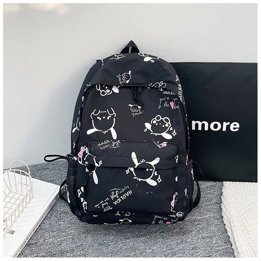 Escolar femenina estudiante universitaria mochila impresa linda negra