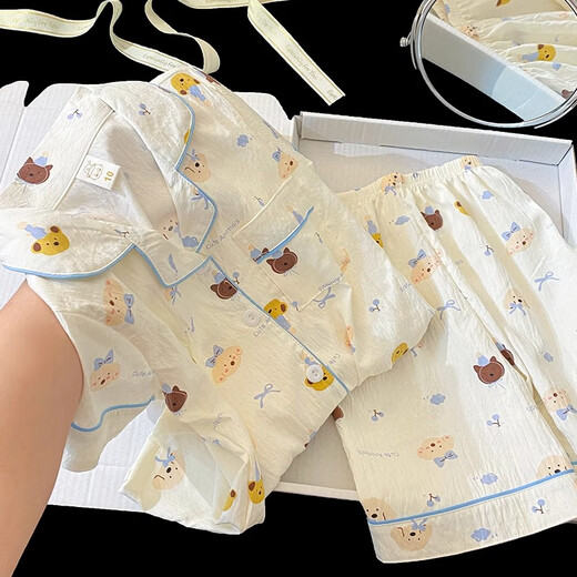 迪士尼儿童睡衣女童短袖小女孩夏季公主风空调云朵纯棉家居服套 756#柔软亲肤[短袖+短裤] [童8码]身高100-110CM体重3 均码