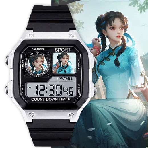 Честь Kings Xishi Small Square Waterpronation Watch Watch Electronic Watch Mute с будильницей ночной свет.