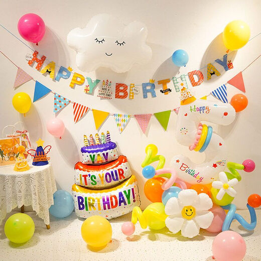 OTHER/Other children's birthday balloon set birthday decoration decoration balloon baby's first year party scene props boys and girls birthday XT9901[A2-2-4]
