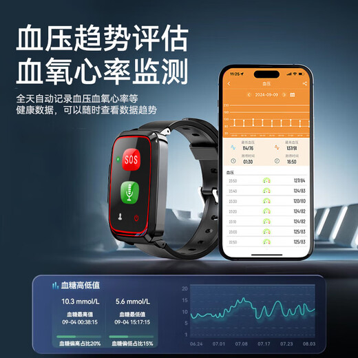 Mengxuan Elderly Locator Phone Watch GPS Locator Tracker Dementia Anti-lost Positioning Bracelet for the Elderly 5G Button Model Voice Call + Beidou Positioning + SOS + Health Test Free Monthly Card Special Anti-Lost Positioning Watch for the Elderly Long Battery Life Accurate Positioning Multi-person Monitoring