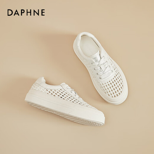 Daphne zapatos de tablero transpirable para mujeres, suela, hueca, huecos, zapatos blancos tejidos bajos en el cordón bajo cómodos zapatos casuales de deportes 37 37