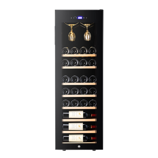Bacchus wine cabinet with hanging cups, 38 bottles, thermostatic cabinet, household wine cabinet, multi-functional office refrigerated wine tea cabinet, air-cooled frost-free single-door vertical display cabinet YH-50