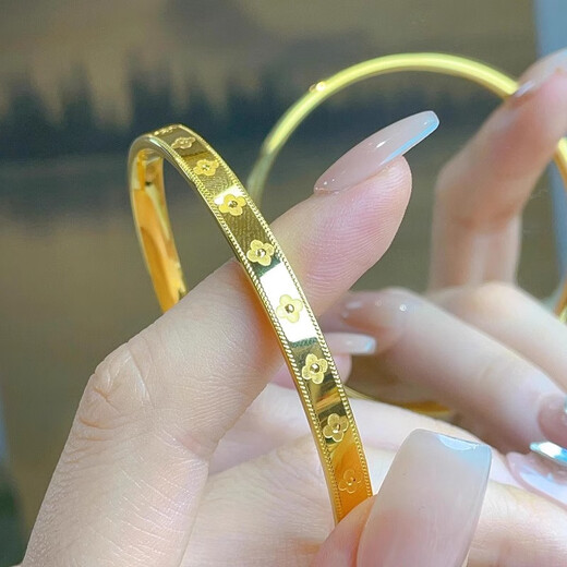 CAOX gold-plated women's bracelet new 18k gold classic four-leaf clover bracelet solid temperament bracelet 999 for girlfriend 6mm58