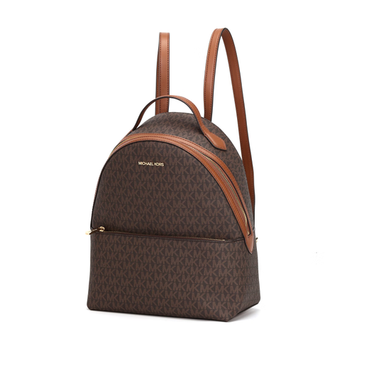 迈克.科尔斯（MICHAEL KORS）MK经典老花金色字母标识双肩包女款棕色中号 基础装(包+防尘袋)