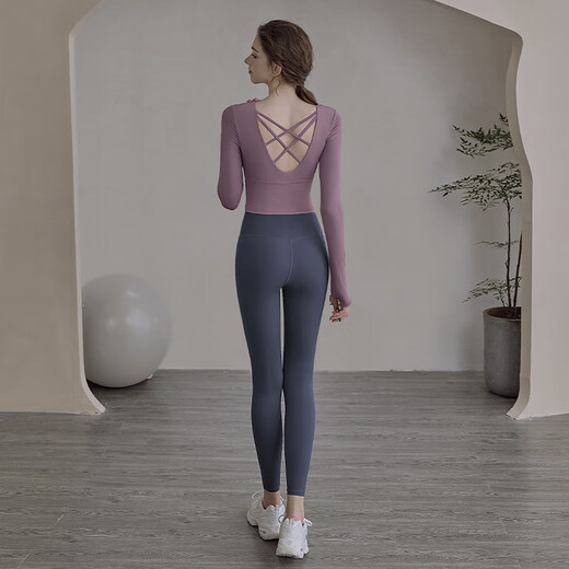 LULULMCCTN Yoga Wear Tops Women's Autumn and Winter New Pilates Professional Training Sports Fitness Suit 2025 New Long Sleeve Lotus Purple Long Sleeve S