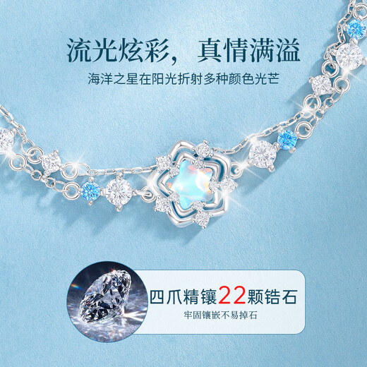 Old Fengxiang Ozean Herz Silber Armband Mädchen Leichte Luxus High-End-Schmuck Valentinstag Geburtstag Geschenke für Freundin und Frau