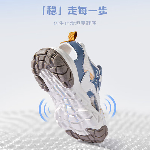 
Shepherd boy toddler shoes 2025 summer new style Baotou girls sandals soft sole breathable rotating button children's shoes Future blue 22 shoes length 15.0cm