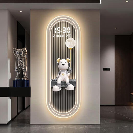 
Sanqihu modern light luxury living room perpetual calendar electronic wall clock 2025 new style sensor clock porch vertical strip decorative painting lamp 14699 with digital display mute clock 70*210cmled light plug-in remote control digital display