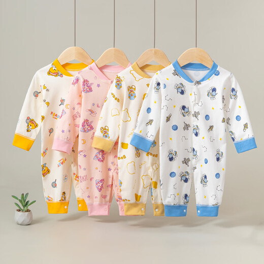 酷章（KUZHANG）婴儿连体衣春秋纯棉新生儿衣服初生宝宝哈衣爬服无骨长袖3-6-12月 ty9855-1339紫色波点女孩 59 CM