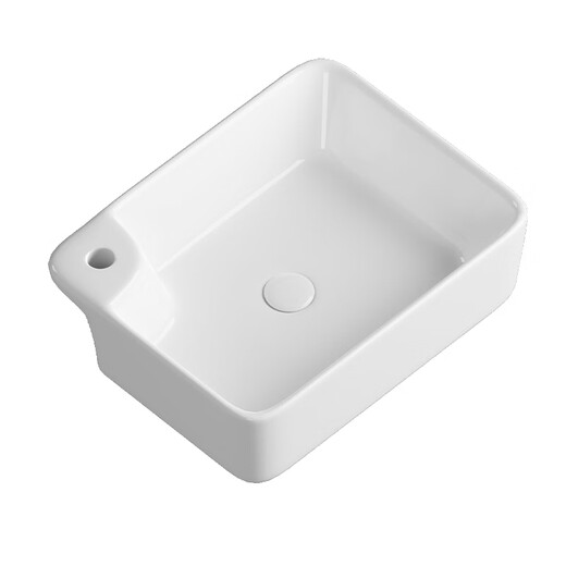 OUBBJIE (OUBBJIE) COMPTOP BASIN SAGLE BASIN PIST ROND BOL PALON Square Basin de lavabo en céramique bassin Balcon Balcon Lavage Basin 4937 (490 * 375 * 140) Basin + Douleur en céramique + Fauceau chaud et froid en rotation blanche chaude et froide