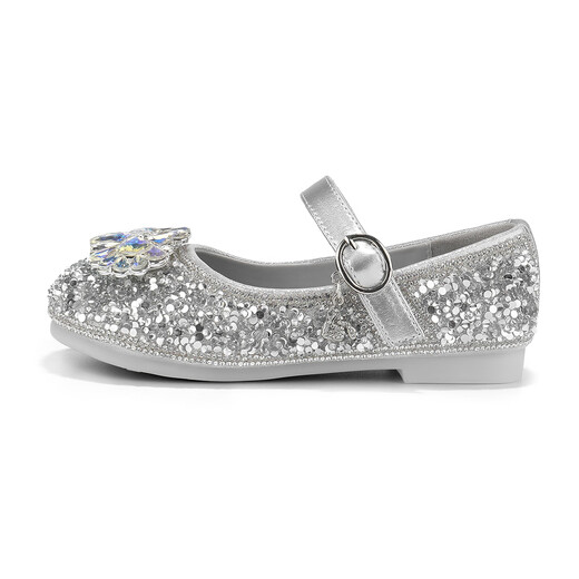 Saturday Children's Shoes Children's Crystal Shoes Spring New Girls Soft Sole Princess Shoes Rhinestone Shoes Crystal Silver 31