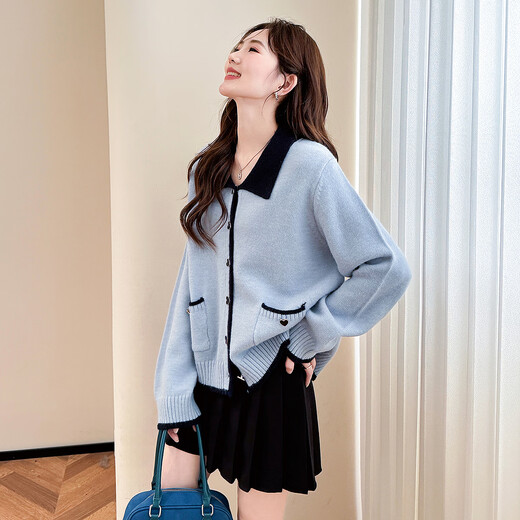 TonLion 2025 Autumn Contrast Color Design Women's Lapel Cardigan