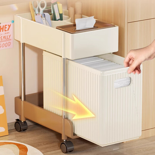 Under-the-desk storage rack, office work station bag storage artifact, removable floor-standing bookshelf, drawer-type trolley storage rack, two-layer compartment, wheeled version