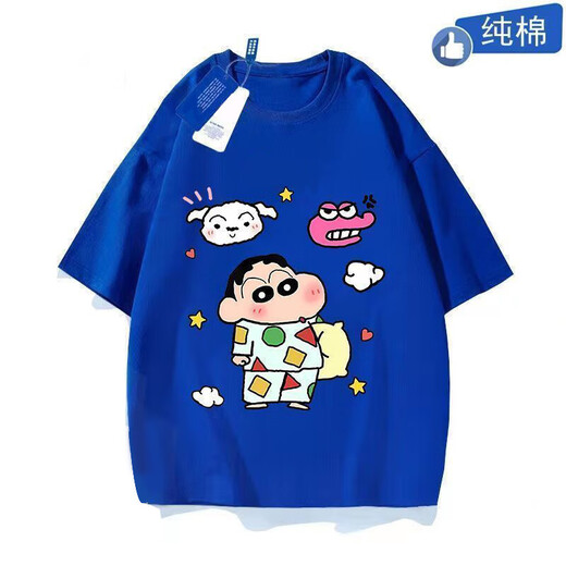 2025年蜡笔小新纯棉短袖夏季儿童卡通可爱洋气亲子中大童装T恤潮 白色-睡衣蜡笔小新 120