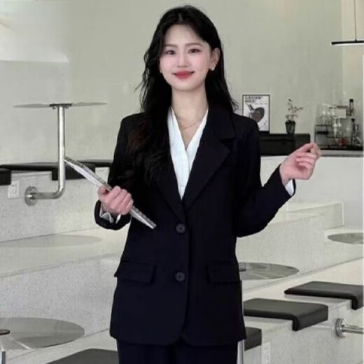 FANAOGE small suit suit for girls, a complete set of college defense interview work clothes, formal professional attire, three-piece suit, formal suit + white shirt + trousers with shoulder pads L recommended 110-120 Jin Jin equals 0.5 kg Urgent items will be sent on the same day - contact customer service for SF Express