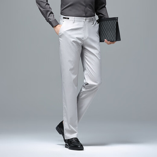 
Jiumuwang style men's business casual pants summer thin Laise tense elastic trousers anti-wrinkle-free ironing trousers 9892 black 9892 black 29
