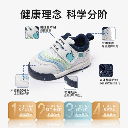 More Rabbit Children's Spring and Autumn New Children's Shoes Soft Soled Toddler Shoes Boys' Stable Shoes Girls' Cartoon Breathable Shoes Anti-Kick Shoes