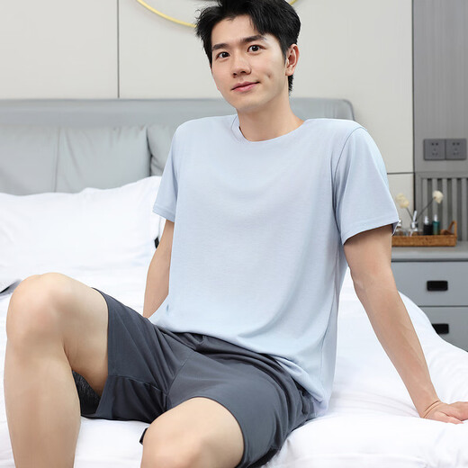 
TTPMER pajamas for men's summer cotton short-sleeved plus size thin loose Chinese youth casual home clothing suit can be worn outside 9928 [H series men's short-sleeved shorts suit] 175 L [recommended 100-130 Jin [Jin equals 0.5 kg]]