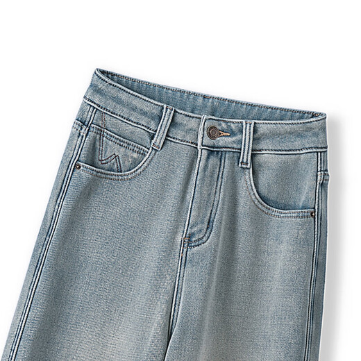 Sibaishe High Waist Jeans 2025 Winter New Women's Retro Washed Slim Fit Velvet Wide Leg Pants