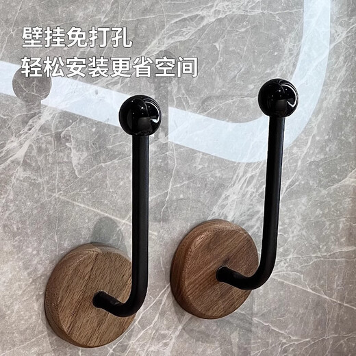 Added walnut wood hair ties, hair bands, hair rope storage hooks, no punching hooks, wall hanging jewelry hair accessories clips, rubber band sticky hooks, two walnut wood rope hair band racks