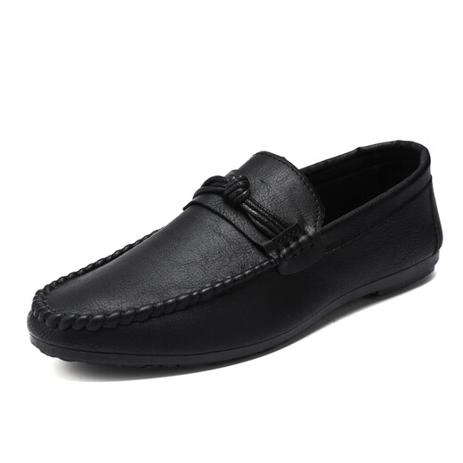Yierkang Herren Beanschuhe koreanische Version der geschäftlichen Arbeit lässige Lederschuhe atmungsaktiv und vielseitig ohne Rutsch einstufige Männerschuhe 2025 Sommer D826 Black 42 _Small