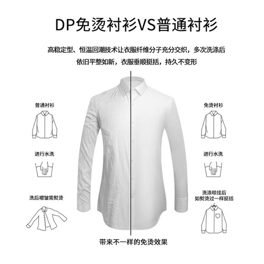 ROMON 200 count DP no-iron long-sleeved shirt men's high-end business casual top pure cotton shirt white 40